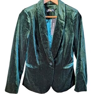 NWT Allegra K Emerald Velvet Women's Blazer Small Party Business Classic